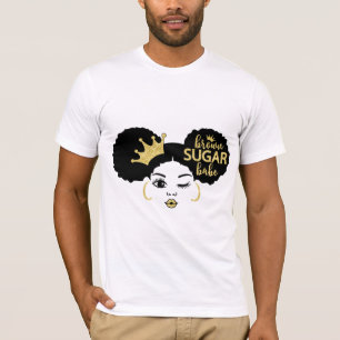 T-shirt Babe Brown Sugar en noir et or