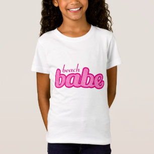 T-Shirt babe de plage jolie denim rose chaud filles t-shir