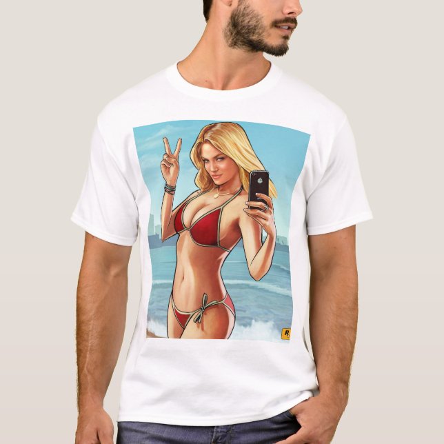 T-shirt Babe du selfie côtier (Devant)