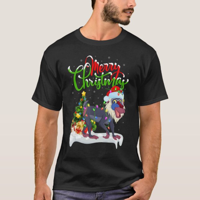 T-shirt Baboon   Xmas Decorations Santa Baboon Christmas (Devant)