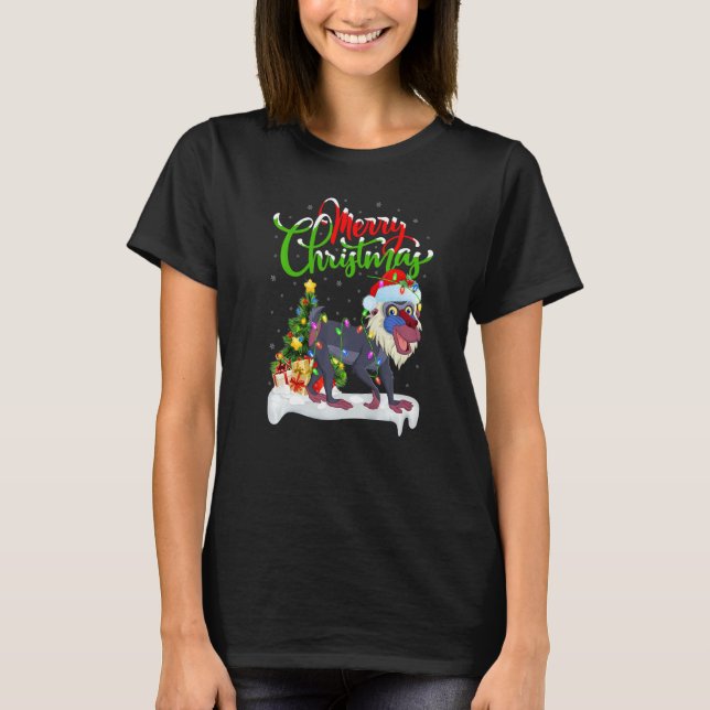 T-shirt Baboon  Xmas Decorations Santa Baboon Christmas (Devant)