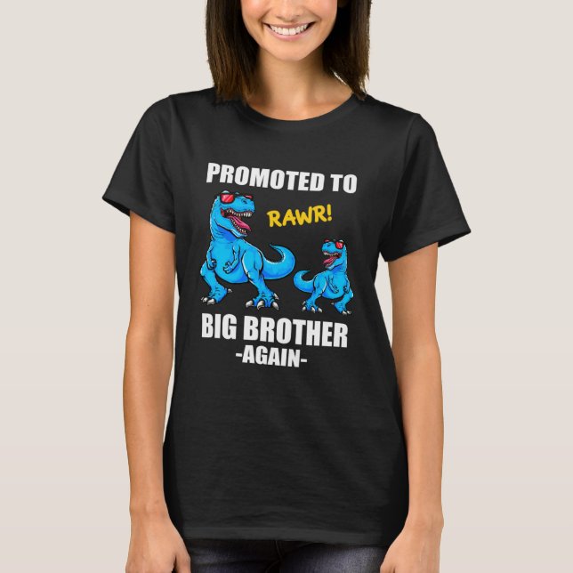 T-shirt Baby Announcement Dinosaur  Promoted To Big Brothe (Devant)