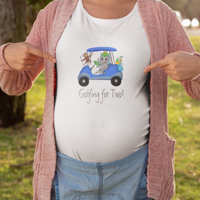 T-shirt Baby Boy Elephant & Monkey Golfing Pour Deux (Golf Duo Tees Up: Adorable attire for the Mommy-to-Be with future golfer vibes!)