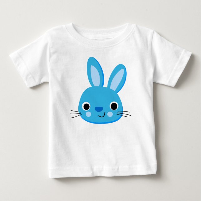 T-shirt Baby Boy Rabbit Bleu Cute (Devant)