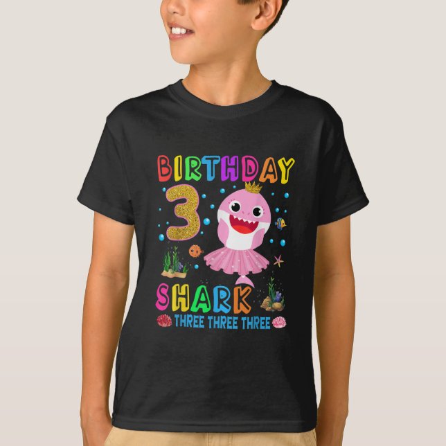 T-shirt Baby Cute Shark 3e anniversaire garçon fille 3 ans (Devant)
