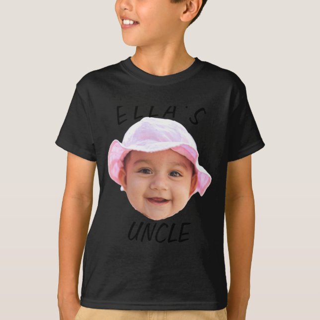 T-shirt Baby Face Photo Text New Uncle  (Devant)