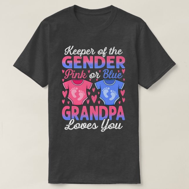 T-shirt Baby Gender Reveal Shower Pink Or Blue Grandpa Lov (Design devant)