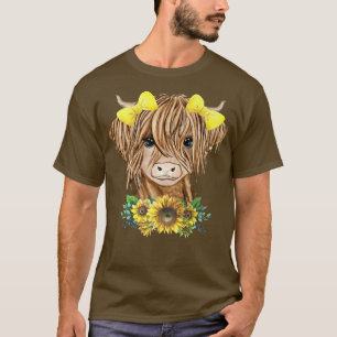 T-shirt Baby Highland Cow Sunflower Western Pays Heifer