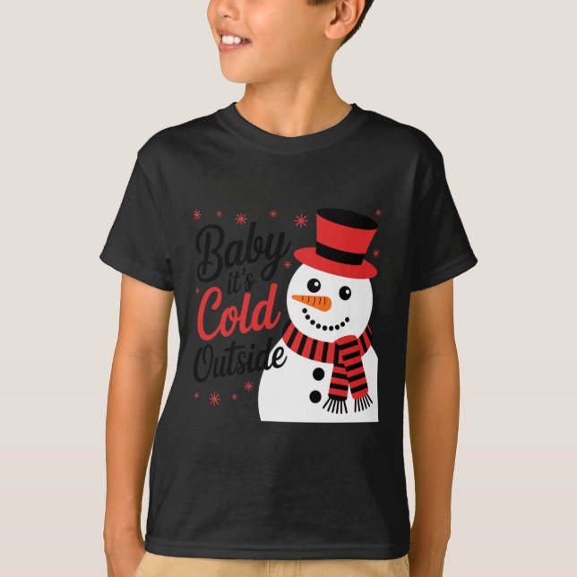 T-shirt Baby It's Cold Outside Retro Christmas Long Sleeve (Devant)