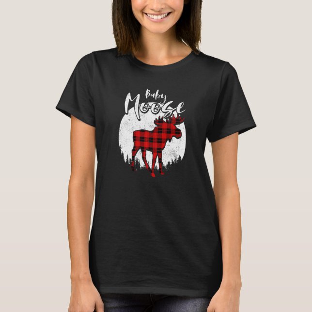 T-shirt Baby Moose Red Plaid Buffalo Matching Family Pajam (Devant)