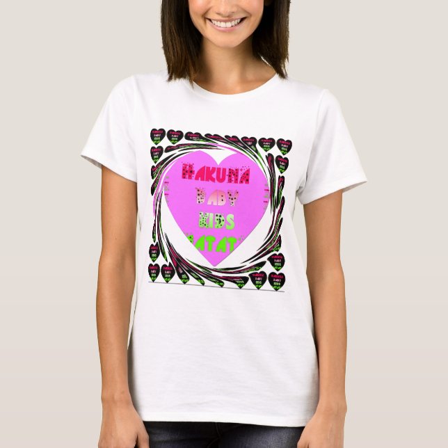 T-shirt Baby Pink Hearts Hakuna Matata Baby Kids Design.p (Devant)