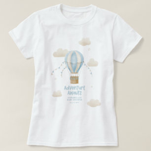 T-shirt Baby shower bleu montgolfière aventure