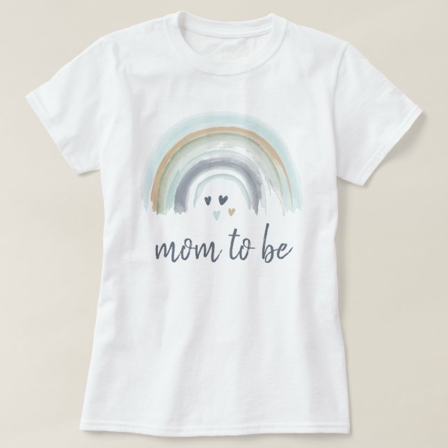 T-shirt Baby shower Blue Boho Rainbow Maman à être (Design devant)