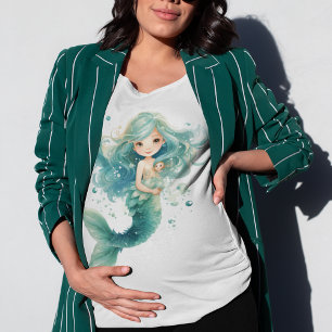 T-shirt Baby shower de sirène couleur méduse aquarelle