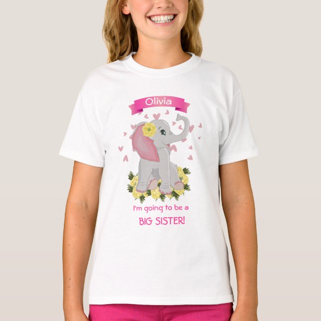 T-shirt Baby shower Eléphant Cute Personnalisé "Grande Soe (Devant)