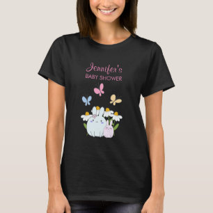 T-shirt Baby shower lapins, papillons et marguerites