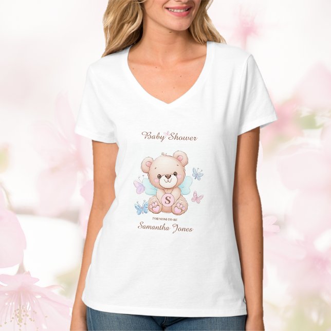 T-shirt baby shower ours et papillons (Créateur téléchargé)