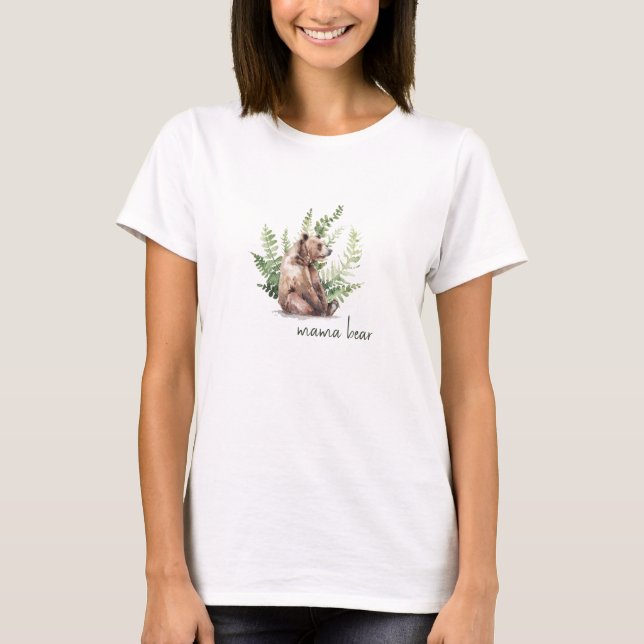 T-shirt Baby shower ours Mama Woodland (Devant)