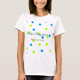 T-shirt Baby shower pois bleu vert ajouter un nom
