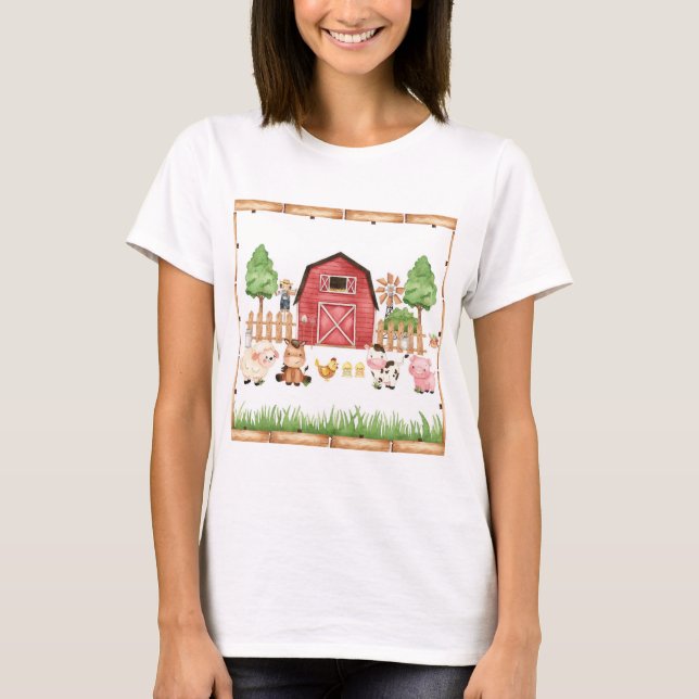 T-shirt Baby shower Red Farm Animaux (Devant)
