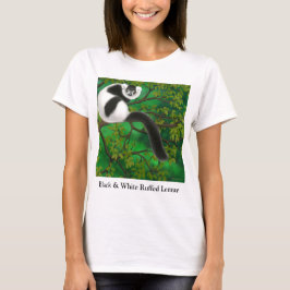 T-shirt Babydoll noir et blanc de dames de lémur de Ruffed