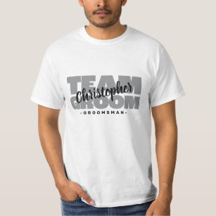 T-shirt Bachelor Party Team Groom Groomsman's Name Grey