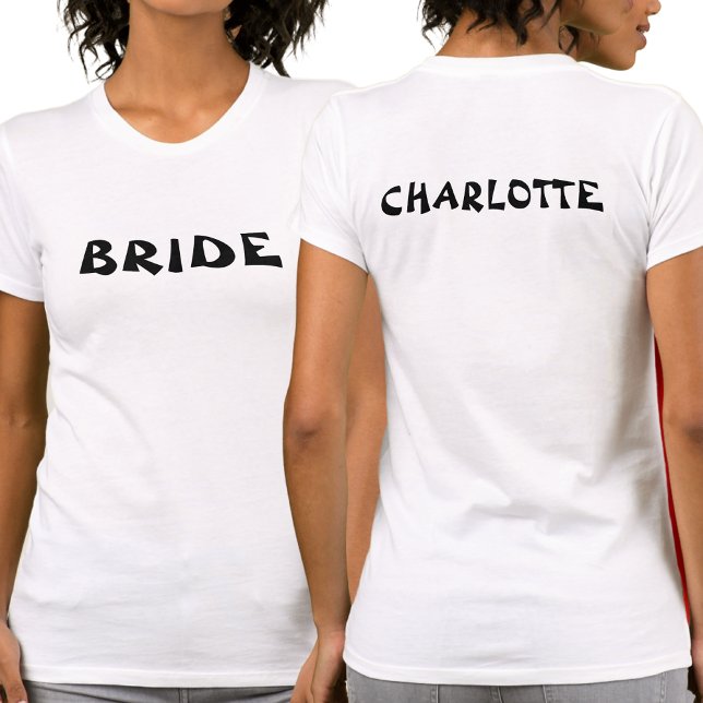 T-shirt Bachelorette Mariée À Personnaliser Blanc (Front And Back)