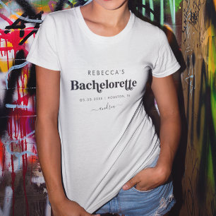 T-shirt Bachelorette minimaliste de script rétro Whimsical