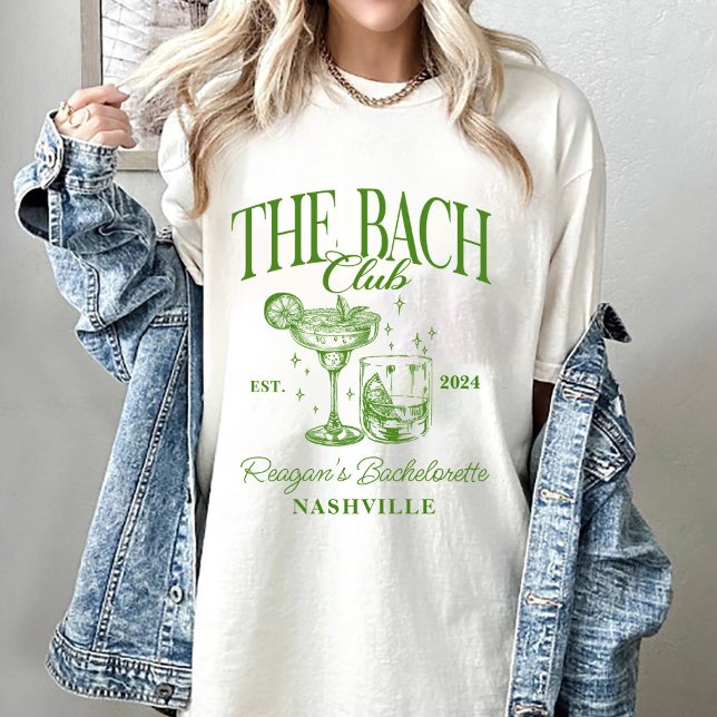 T-shirt Bachelorette personnalisée Retro Cocktail Vert (Créateur téléchargé)