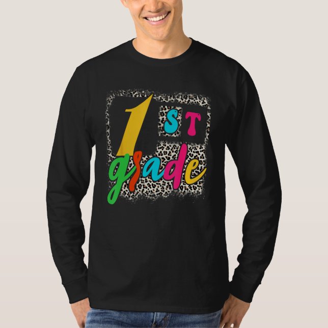 T-shirt Back To School 1st Grade Level  Leopard (Devant)