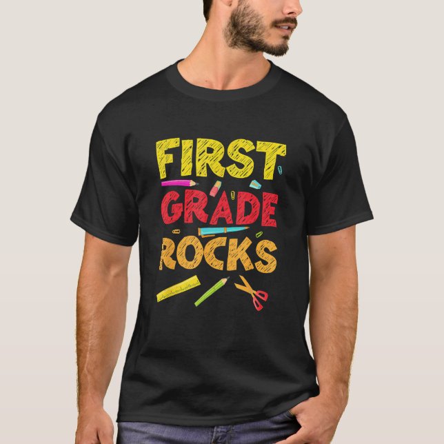 T-shirt Back To School 1st Grade Rocks Student Teacher Tea (Devant)