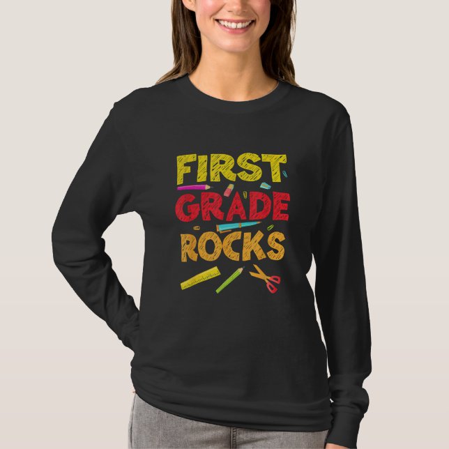 T-shirt Back To School 1st Grade Rocks Student Teacher Tea (Devant)