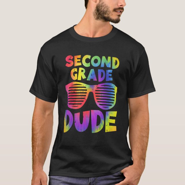 T-shirt Back To School 2nd Second Grade Dude Tie Dye Sungl (Devant)