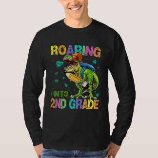 T-shirt Back to School Dinosaur Rex  Roaring Into 2nd Grad
