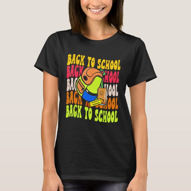 T-shirt Back To School Happy First Day Of School Groovy Te (Devant)