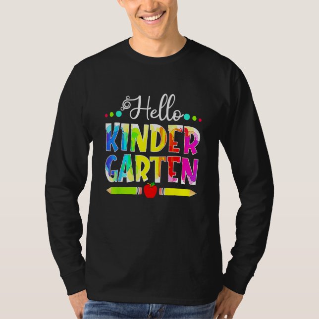 T-shirt Back To School Hello Kindergarten Girls Boys Teach (Devant)