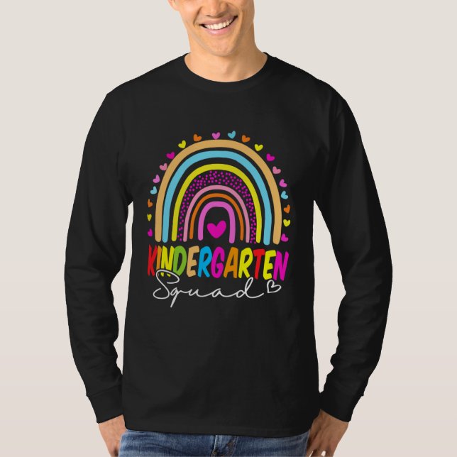 T-shirt Back To School  Kindergarten Squad Rainbow Teacher (Devant)