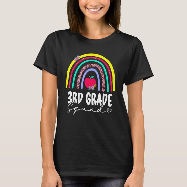 T-shirt Back To School Rainbow 3rd Third Grade Squad Teach (Devant)