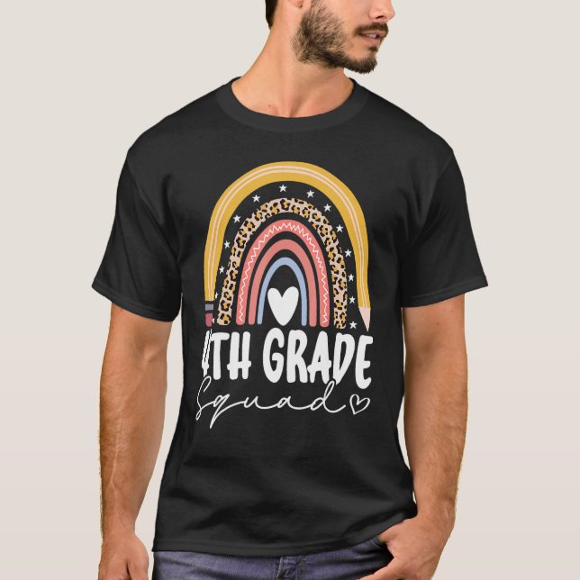 T-shirt Back To School Rainbow 4th Fourth Grade Squad For  (Devant)