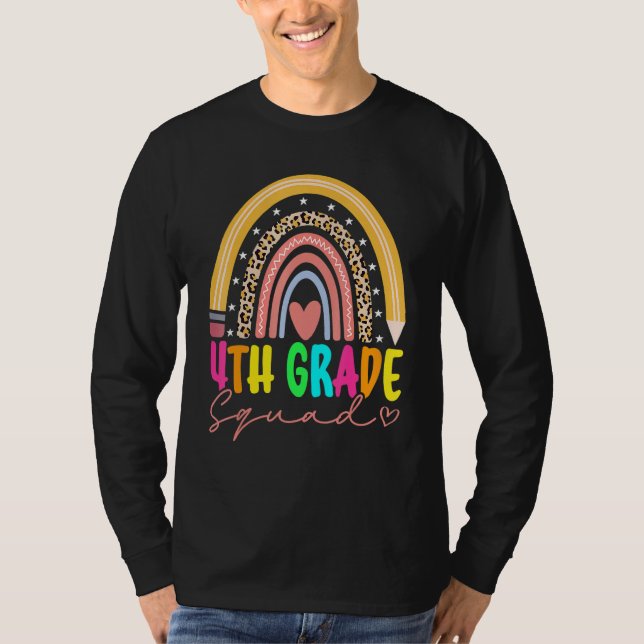 T-shirt Back To School Rainbow 4th Fourth Grade Squad For  (Devant)