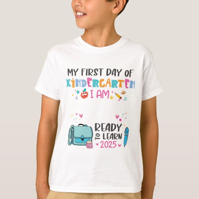 T-shirt Back to School Shirt for Kids - Kindergarten (Devant)