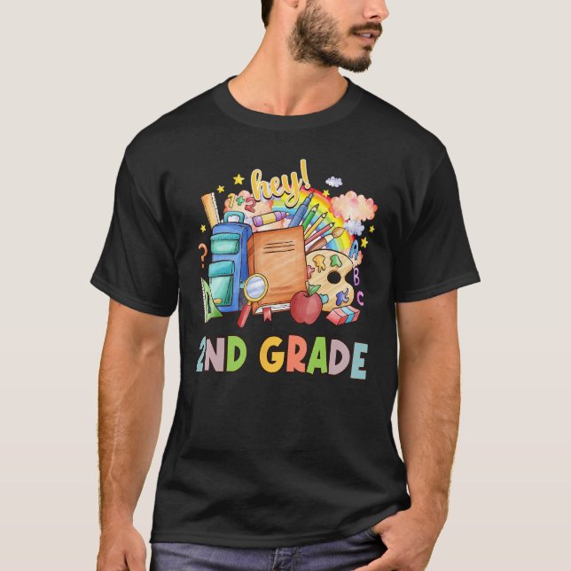 T-shirt Back To School Students Teacher Hey 2nd Second Gra (Devant)