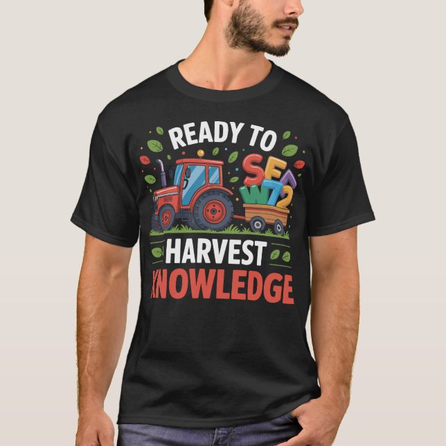 T-shirt Back to School Teacher Farmer Tractor 100th Day  (Devant)