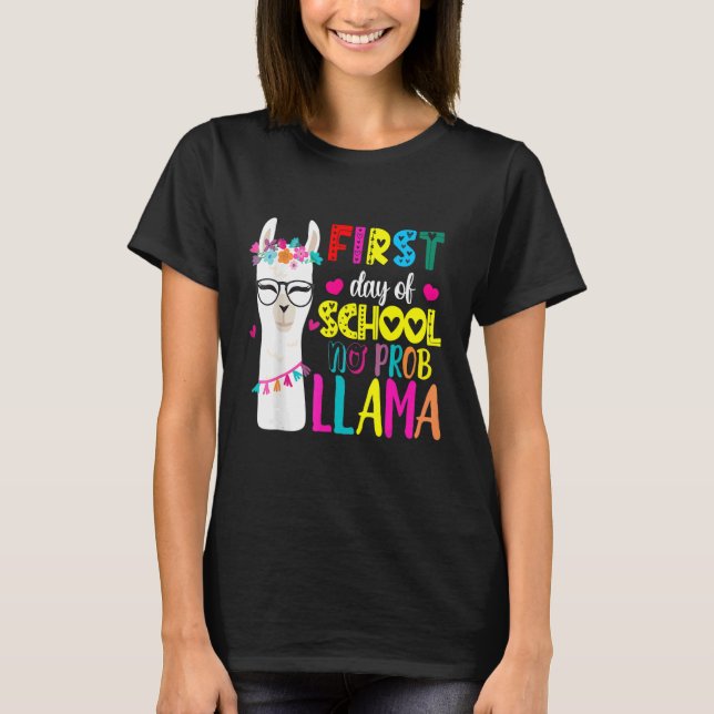 T-shirt Back To School Teachers No Prob Llama (Devant)