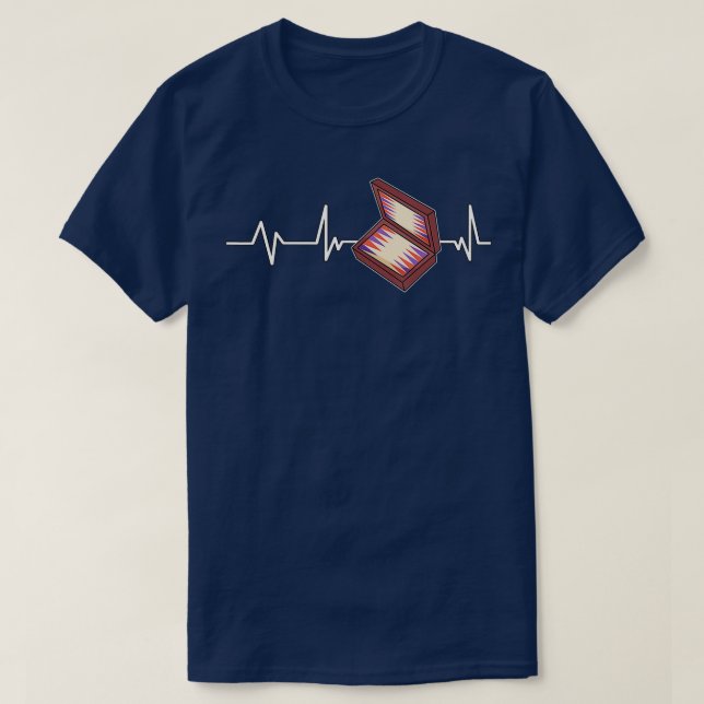 T-shirt Backgammon Heartbeat Backgammon Cadeau Backgammon (Design devant)