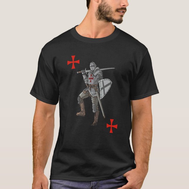 T-shirt Backprint Crusader Cool Medieval and Knight  1 (Devant)