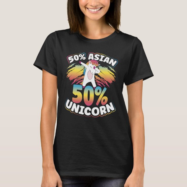 T-shirt Backprint Half Asian Half Unicorn For Asian (Devant)