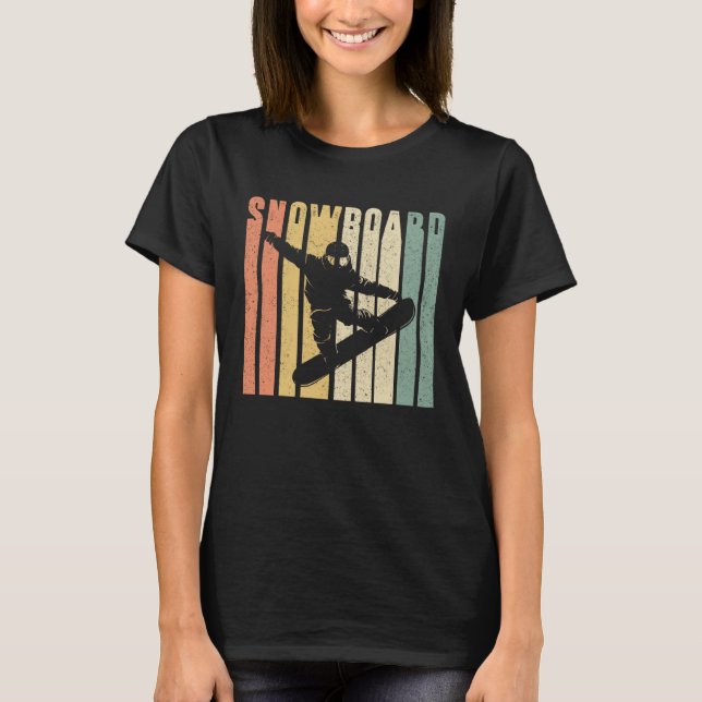 T-shirt Backprint Snowboard Retro and Vintage Snowboarder (Devant)