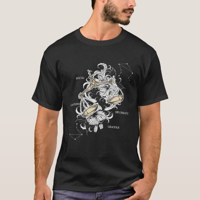 T-shirt Backprint Zodiac Sign Libra (Devant)