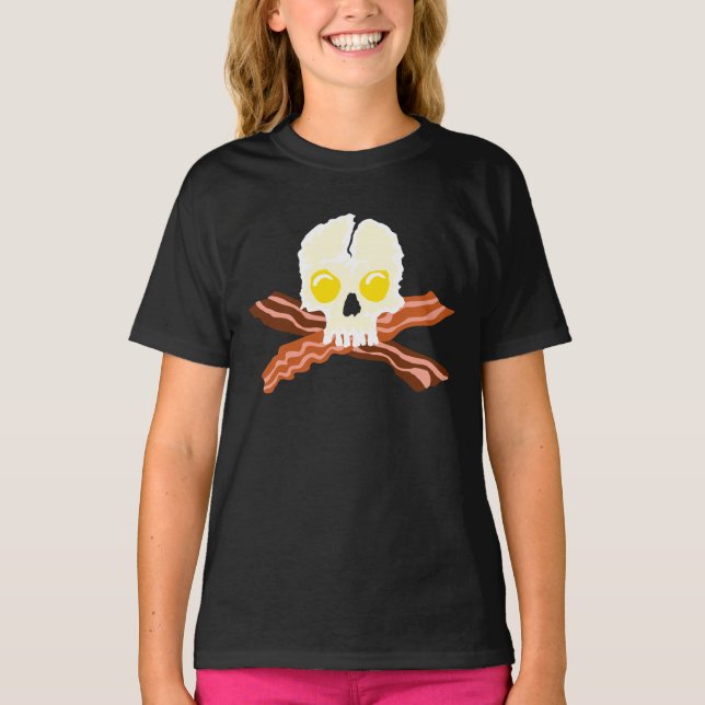 T-shirt Bacon Crossbones Oeufs Crâne (Devant)